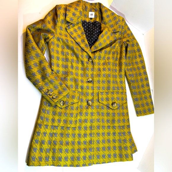 CAbi Jackets & Blazers - CABI Jacket Navy Houndstooth Coat Yellow Spring Boutique Quality Preppy Size S